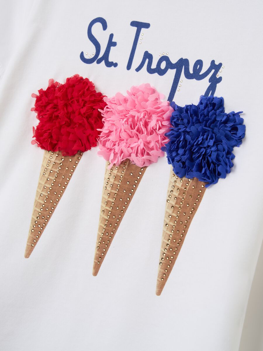 "St. Tropez" T-shirt with ice cream print and appliqués_2