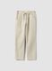 Beige stretch cotton paper bag trousers regular fit_0