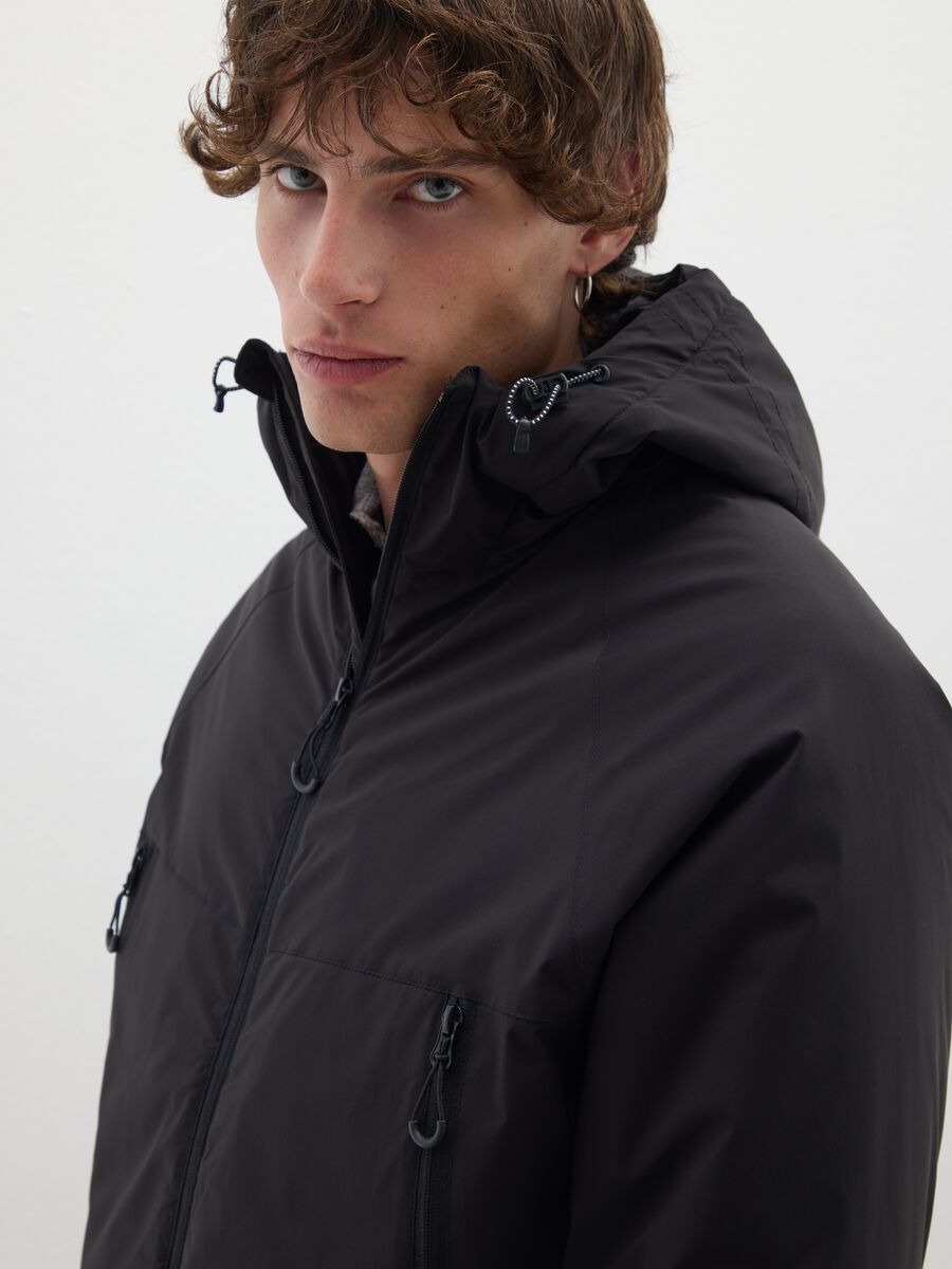 Black winter jacket regular fit_3