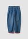 Girls&rsquo; blue baggy pure cotton jeans with embroidered turn-up hem_3