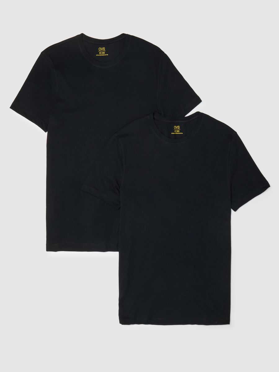 Men's T-shirt in pure black cotton regular fit_4