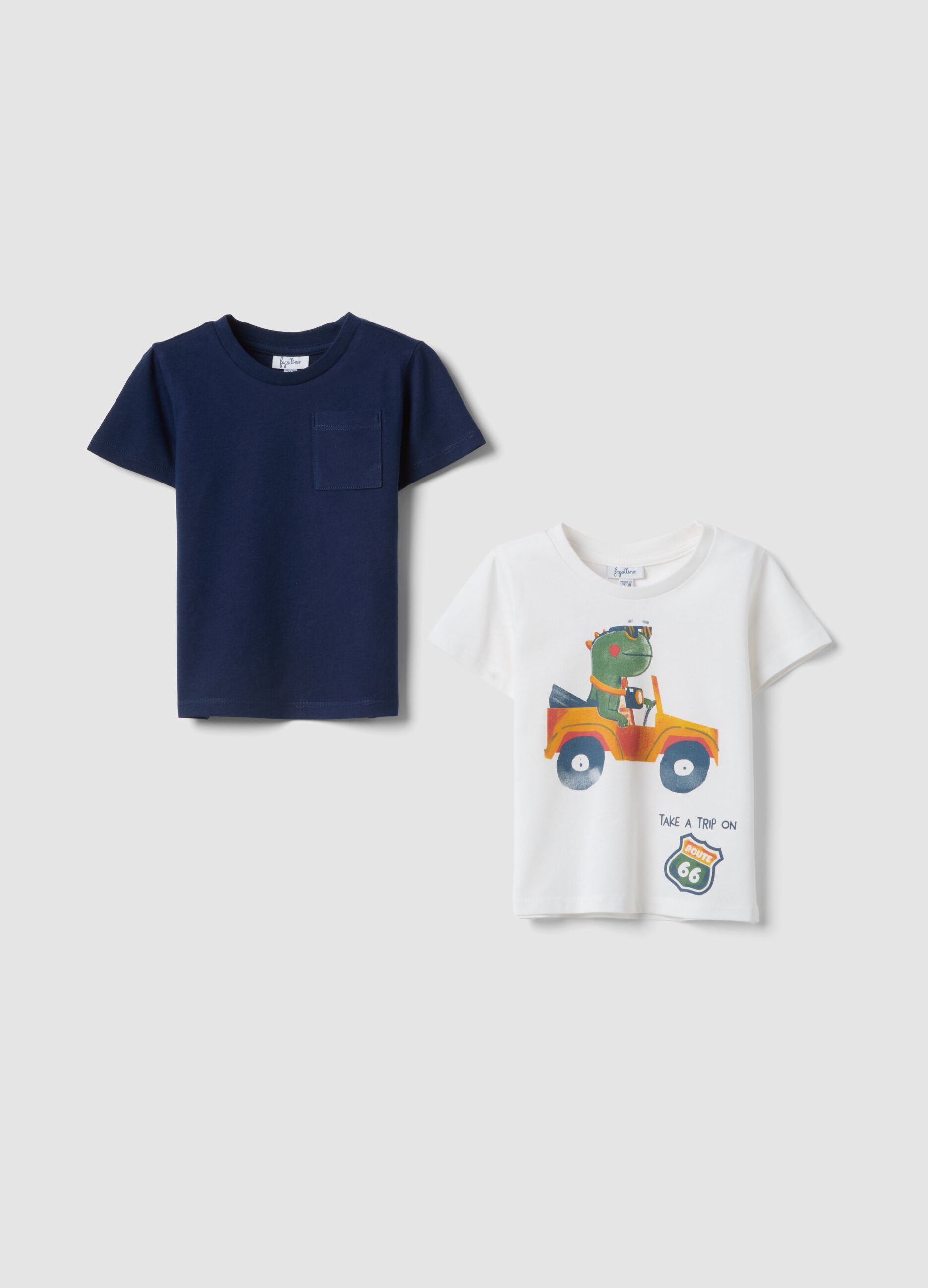 Boys&rsquo; multicolour pure cotton 2-pack T-shirts, regular fit