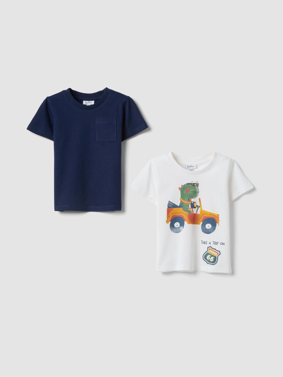 Boys&rsquo; multicolour pure cotton 2-pack T-shirts, regular fit_0