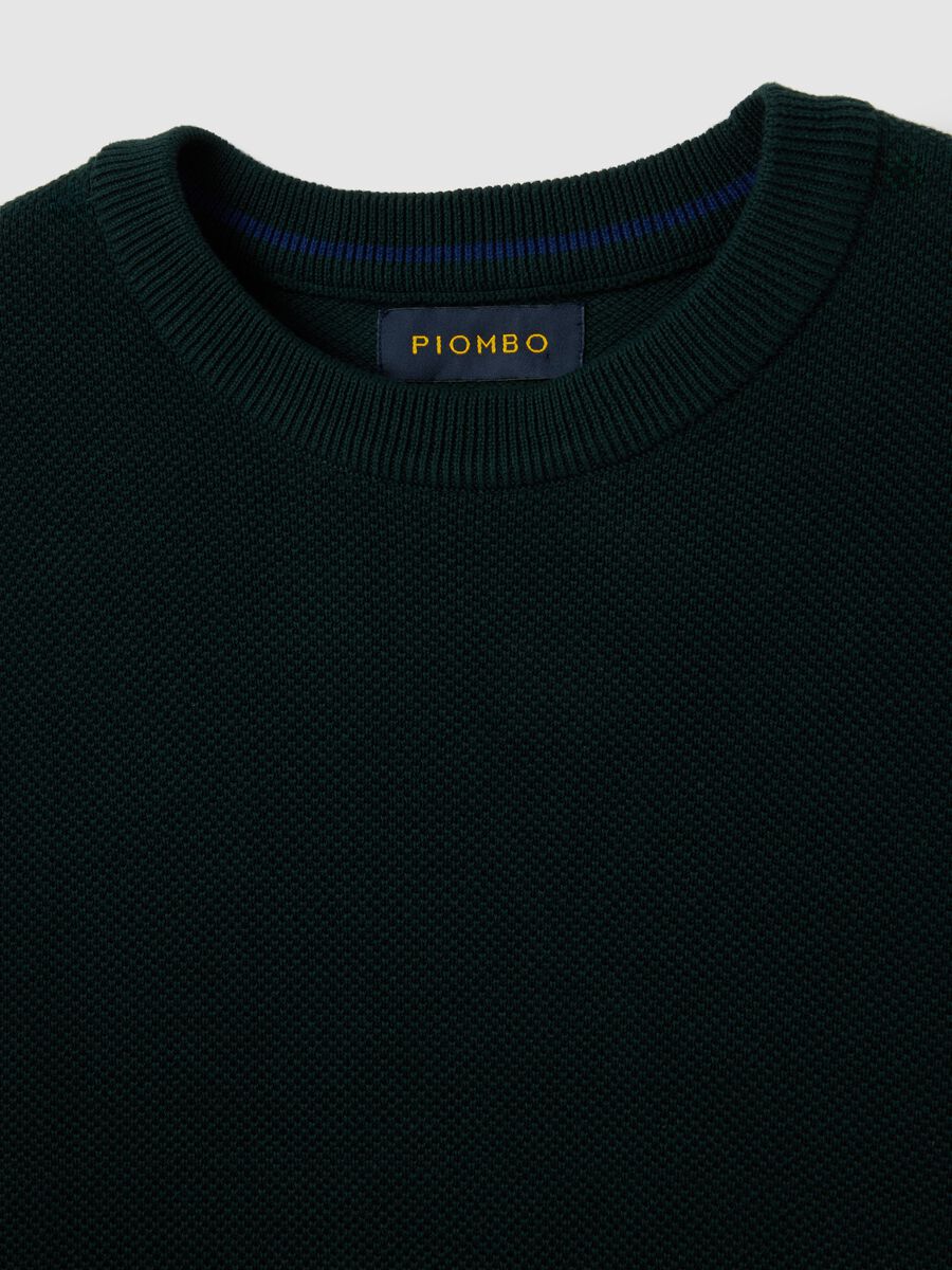 Blue Cotton Sweater with Round Neck_5