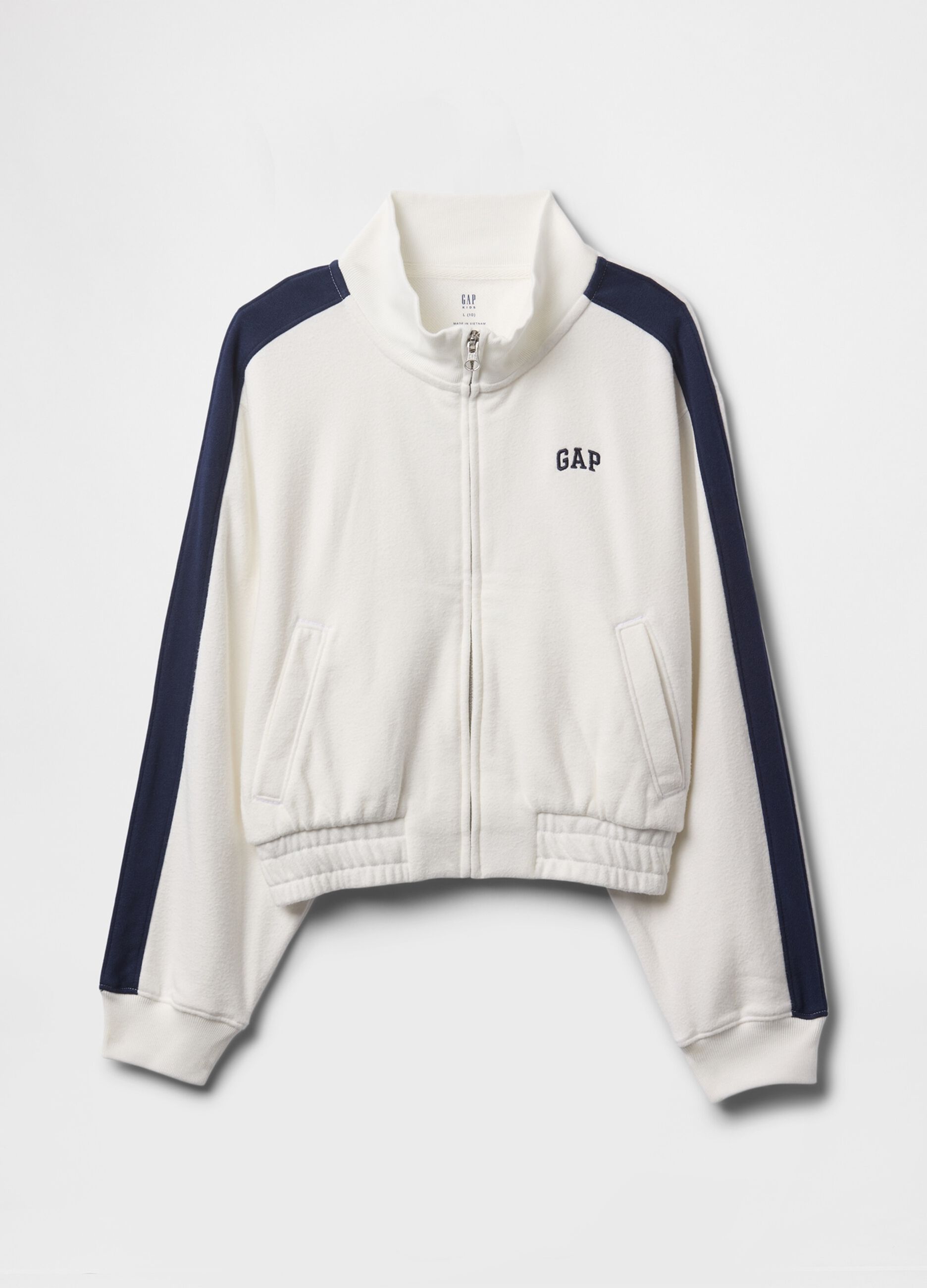 White sweatshirt with zip and blue details GAP Kids