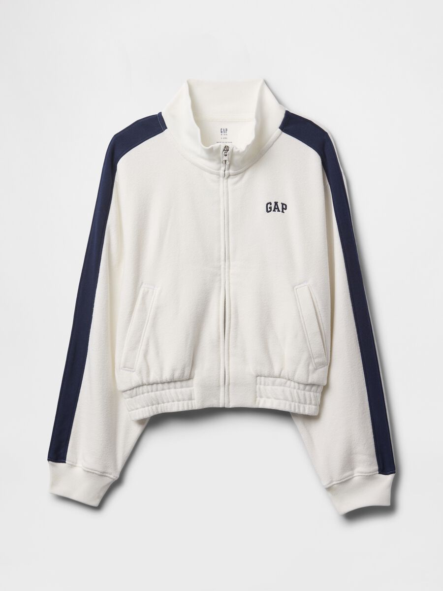 White sweatshirt with zip and blue details GAP Kids_4