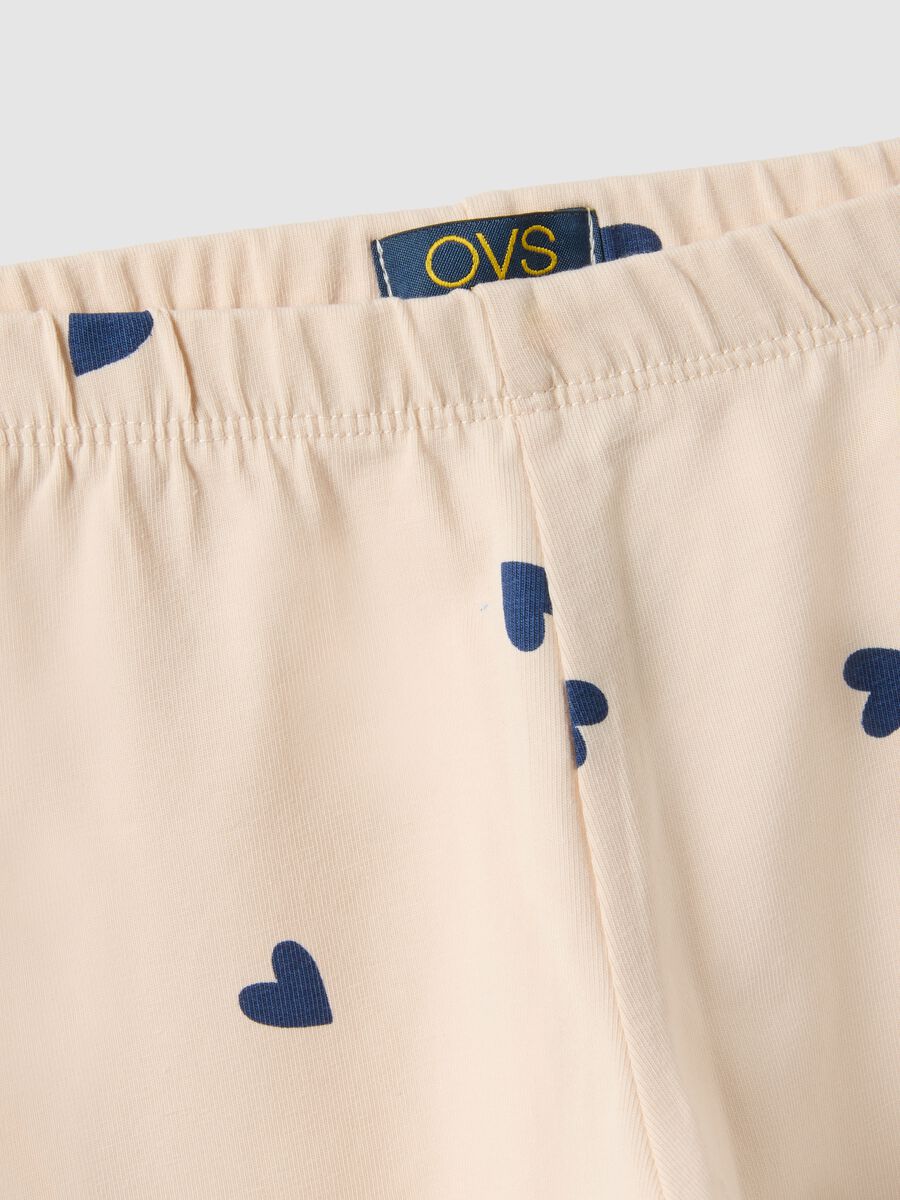 Girls' beige stretch cotton slim fit leggings with designs_3