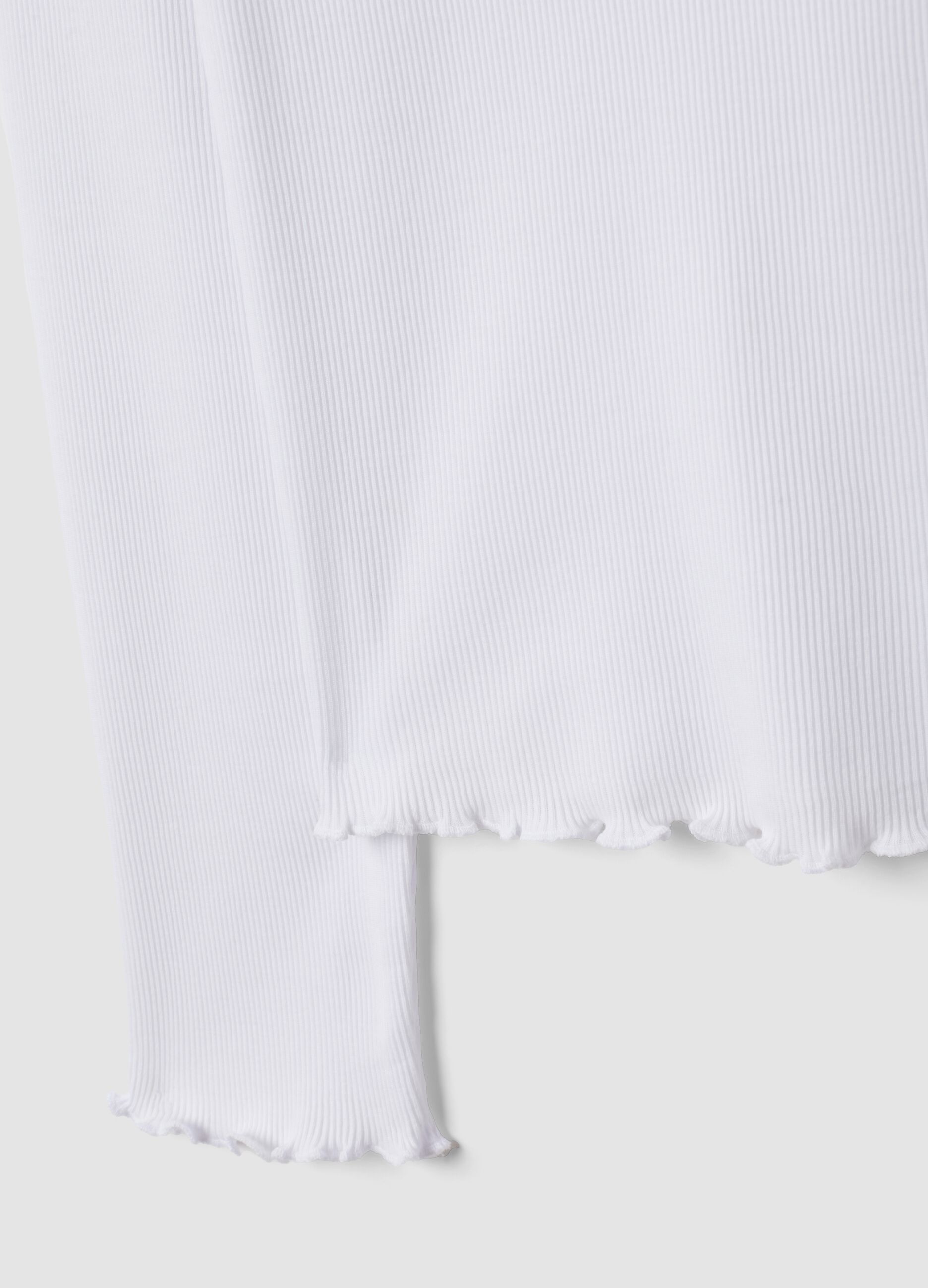 White pure cotton long-sleeve crew-neck T-shirt, regular fit
