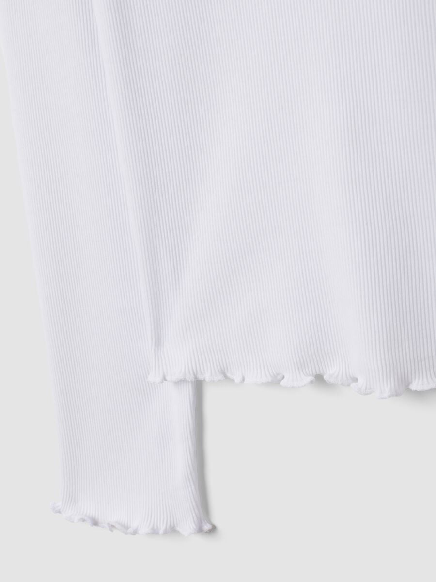 T-shirt bianca in puro cotone a maniche lunghe girocollo regular fit_5