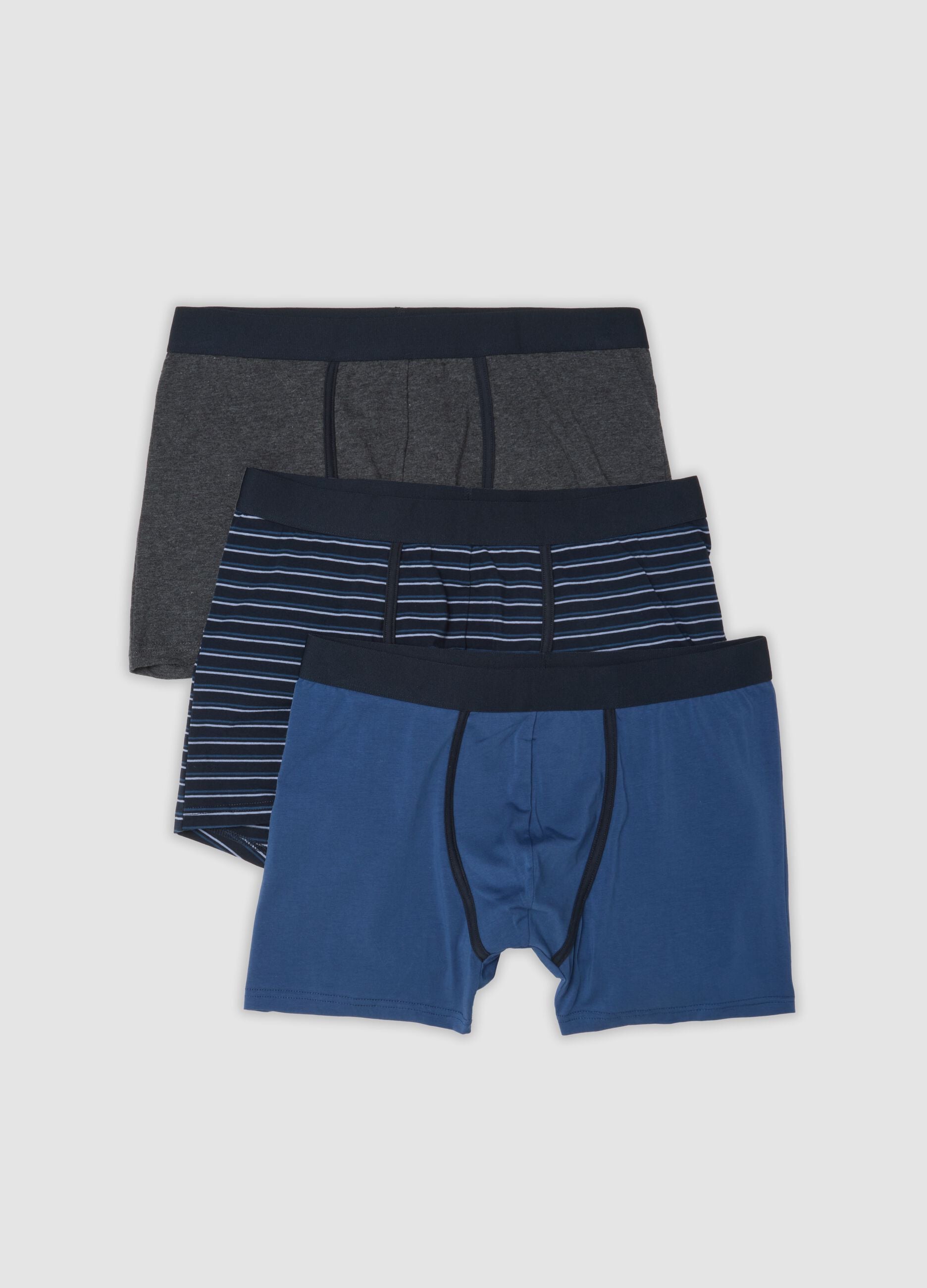 Multicolour organic stretch cotton midi boxer 3-pack
