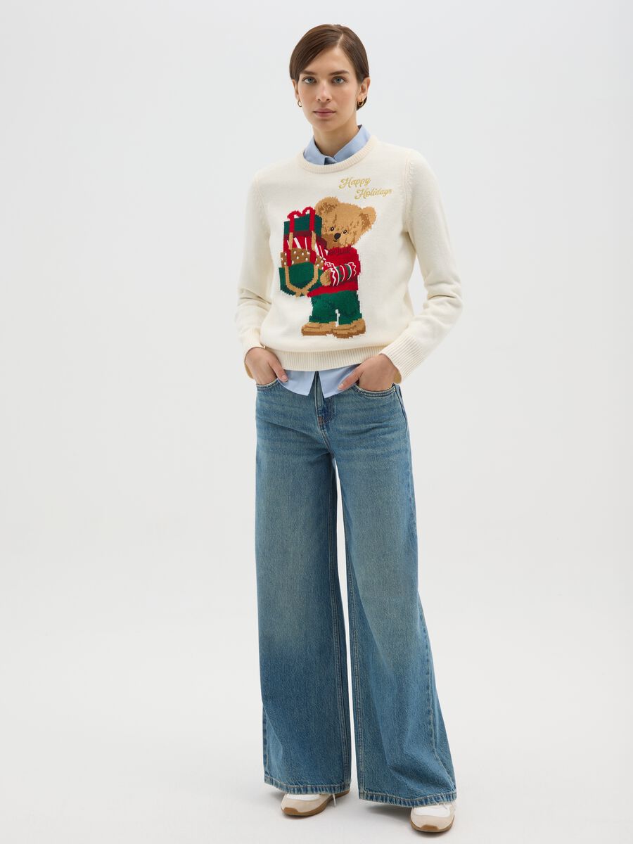 White Round Neck Christmas Jumper Regular Fit_1