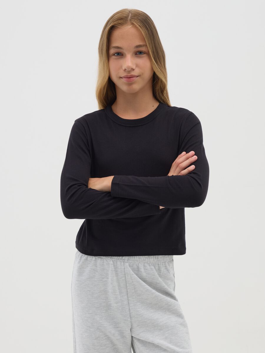 Girls' pure cotton black regular fit sweater_0