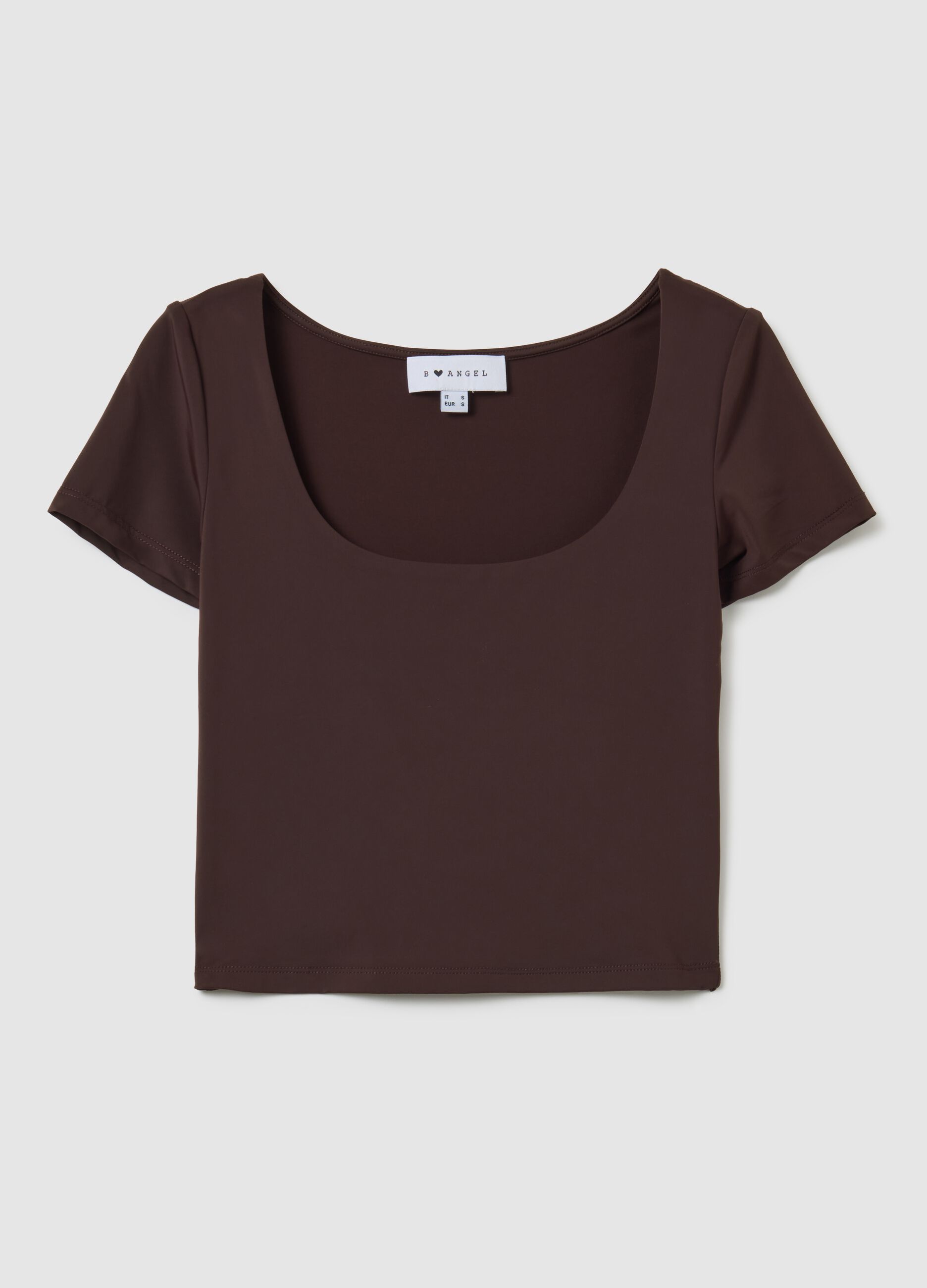Top cropped marrone con scollo ampio