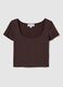 Brown fitted stretchy blend top_4