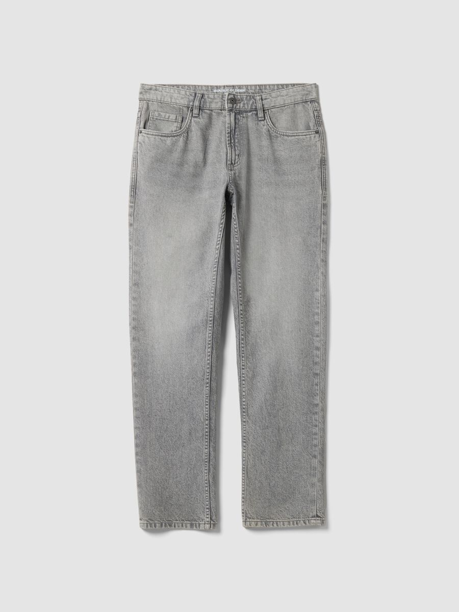 Jeans denim grigi regular fit in puro cotone_0