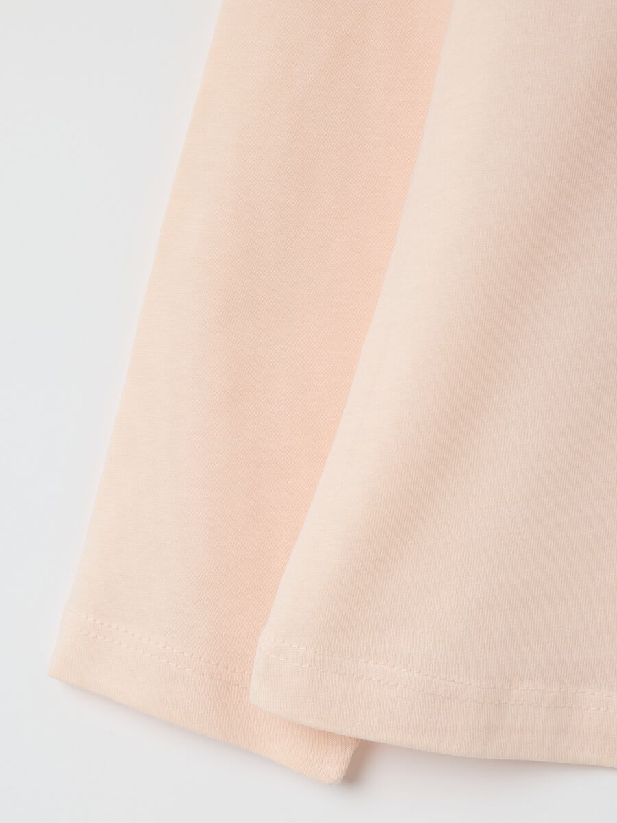 Girls' long beige cotton top - regular fit with print_3