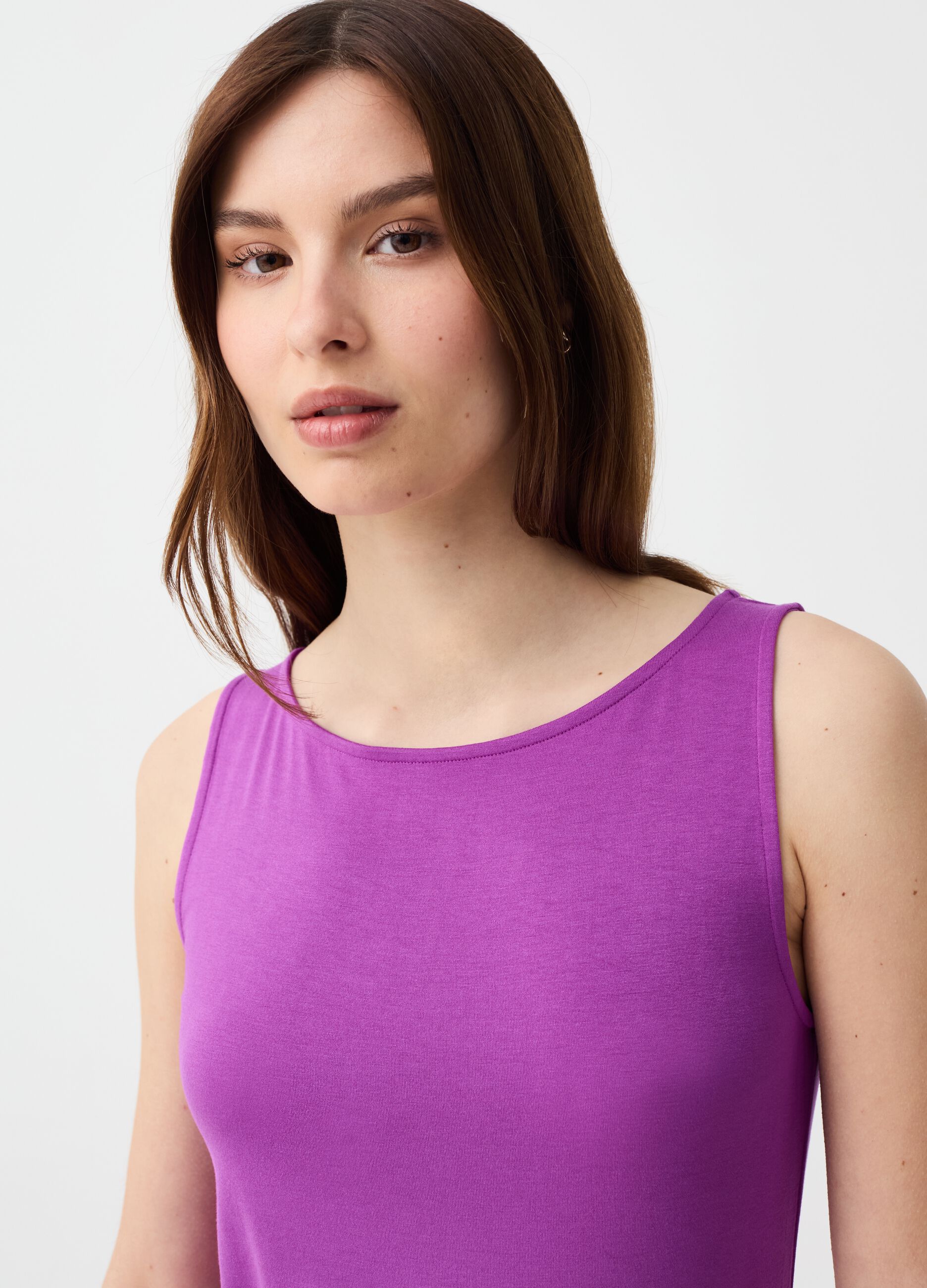 Tank top in viscosa stretch