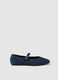 Blue Ballet Flats with Adjustable Strap_0