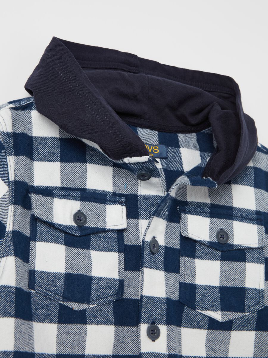 Camicia in flanella check con cappuccio_2