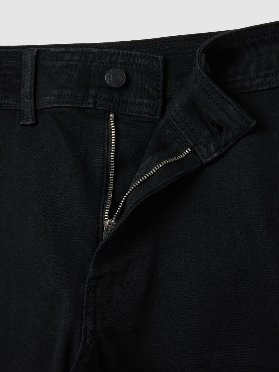 Black wide-leg trousers in stretch fabric_1