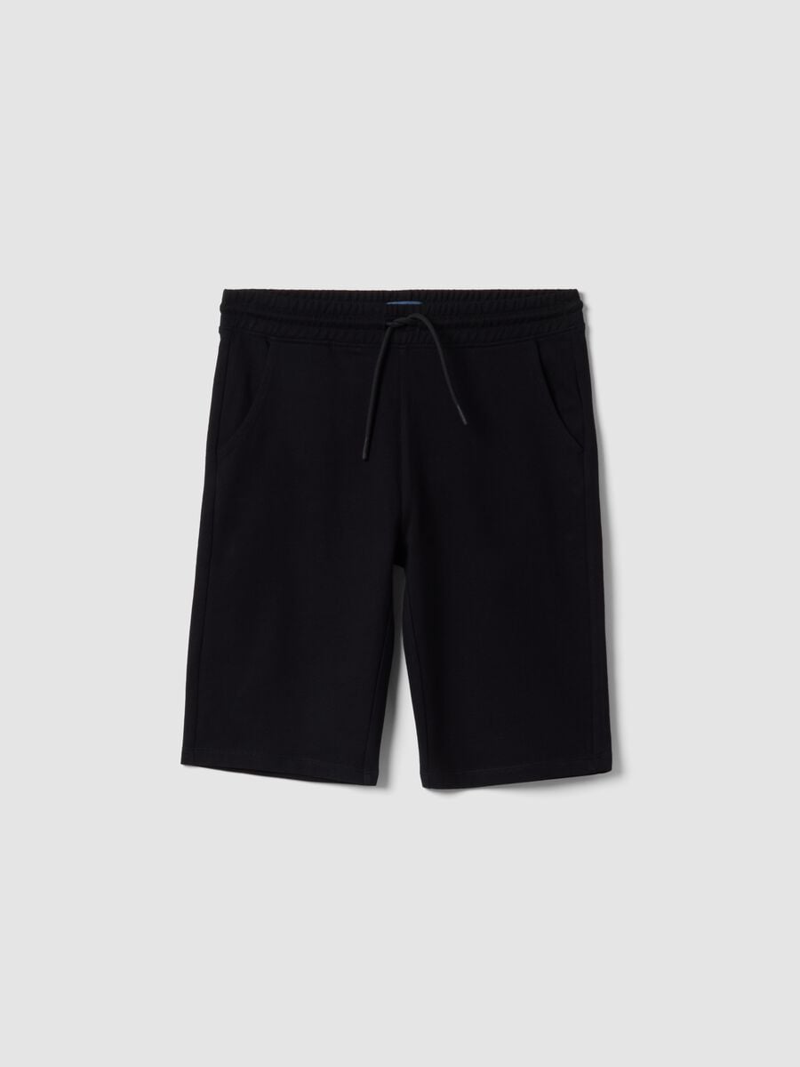 Pantaloni corti in misto cotone nero da ragazzo comfort fit_3