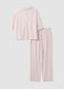 Pigiama rosa in pura viscosa con scollo a V a righe regular fit_6