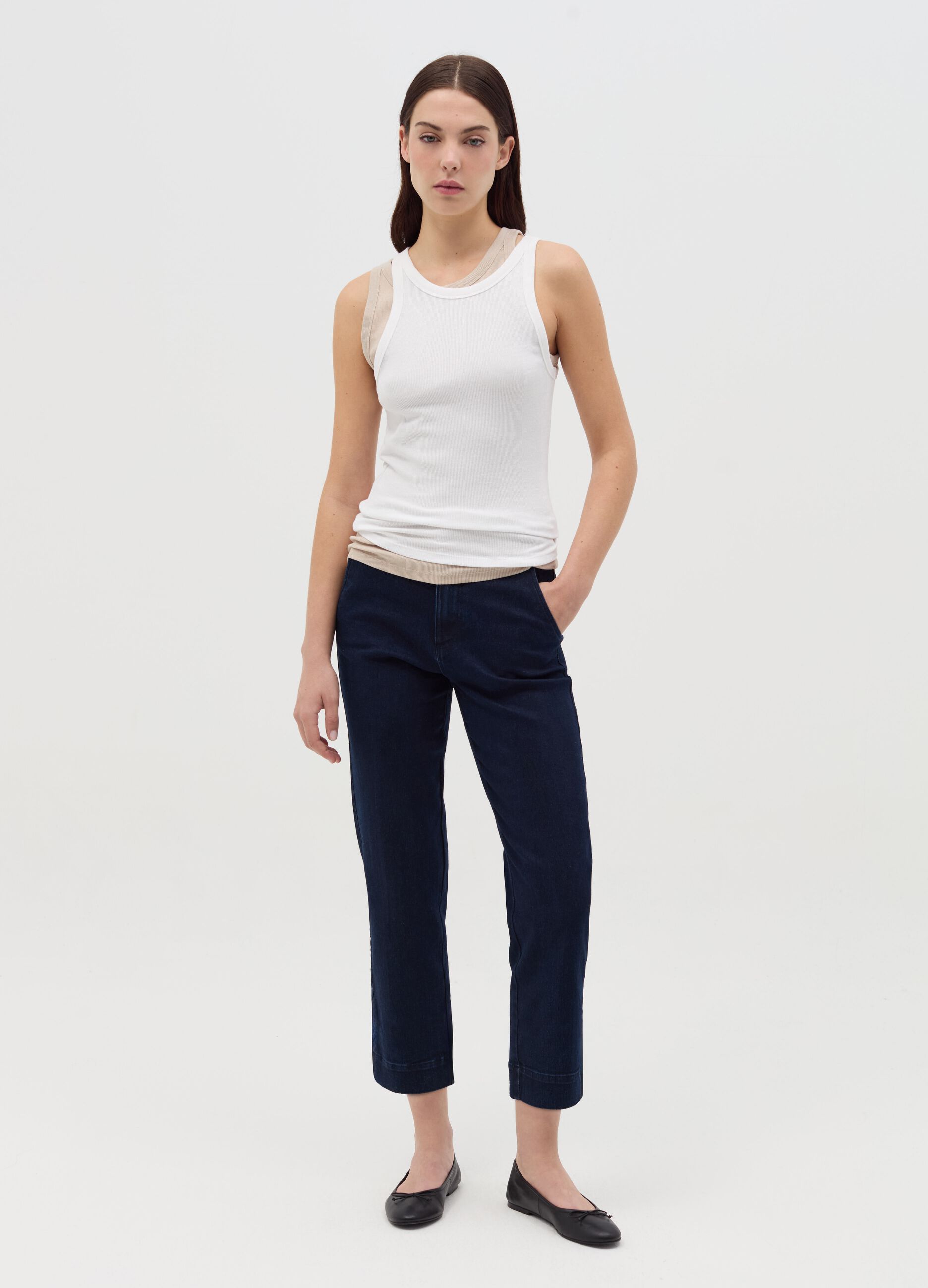 Jeans chino a vita alta