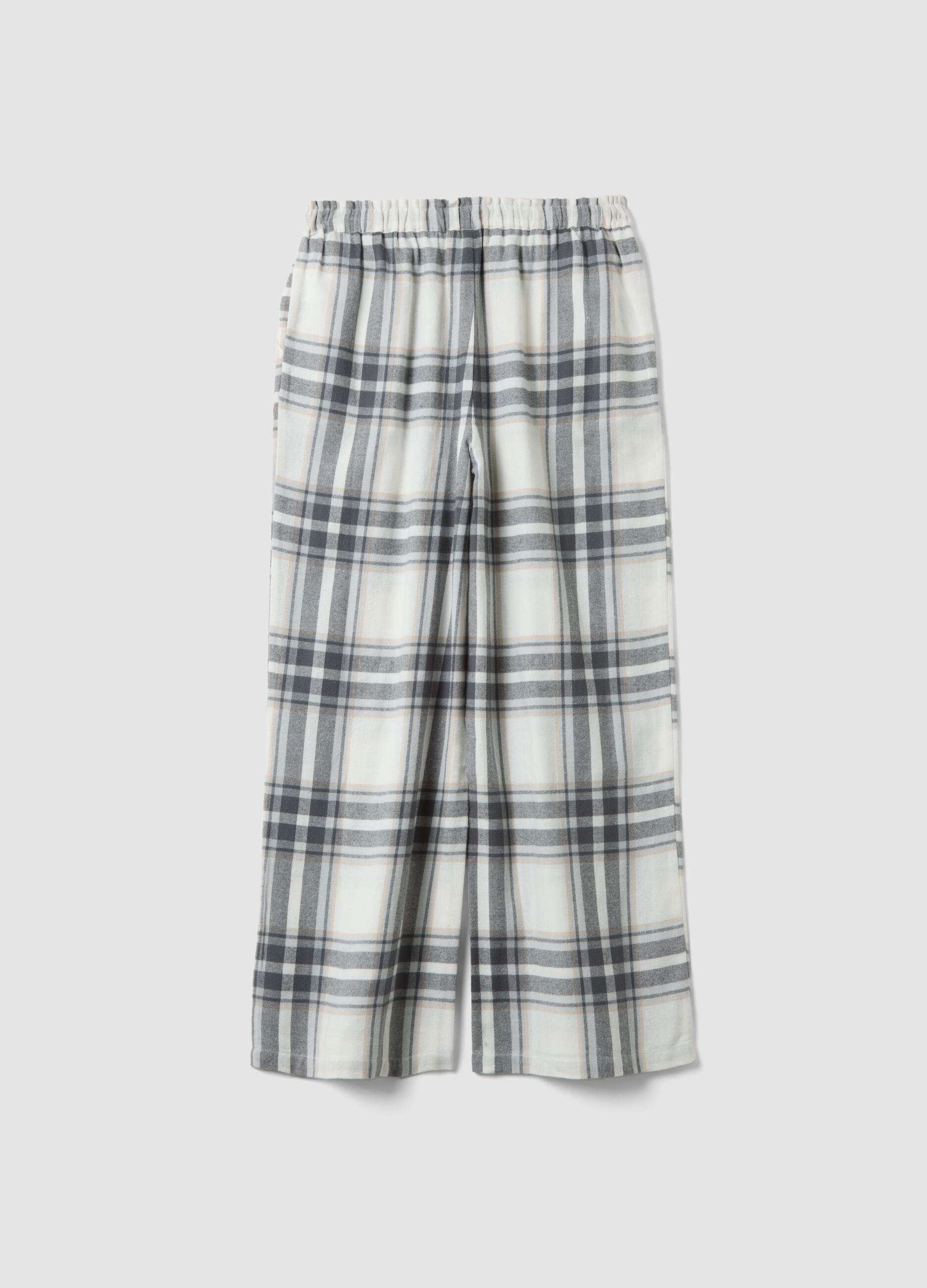 White checked organic pure cotton flannel pyjama bottoms