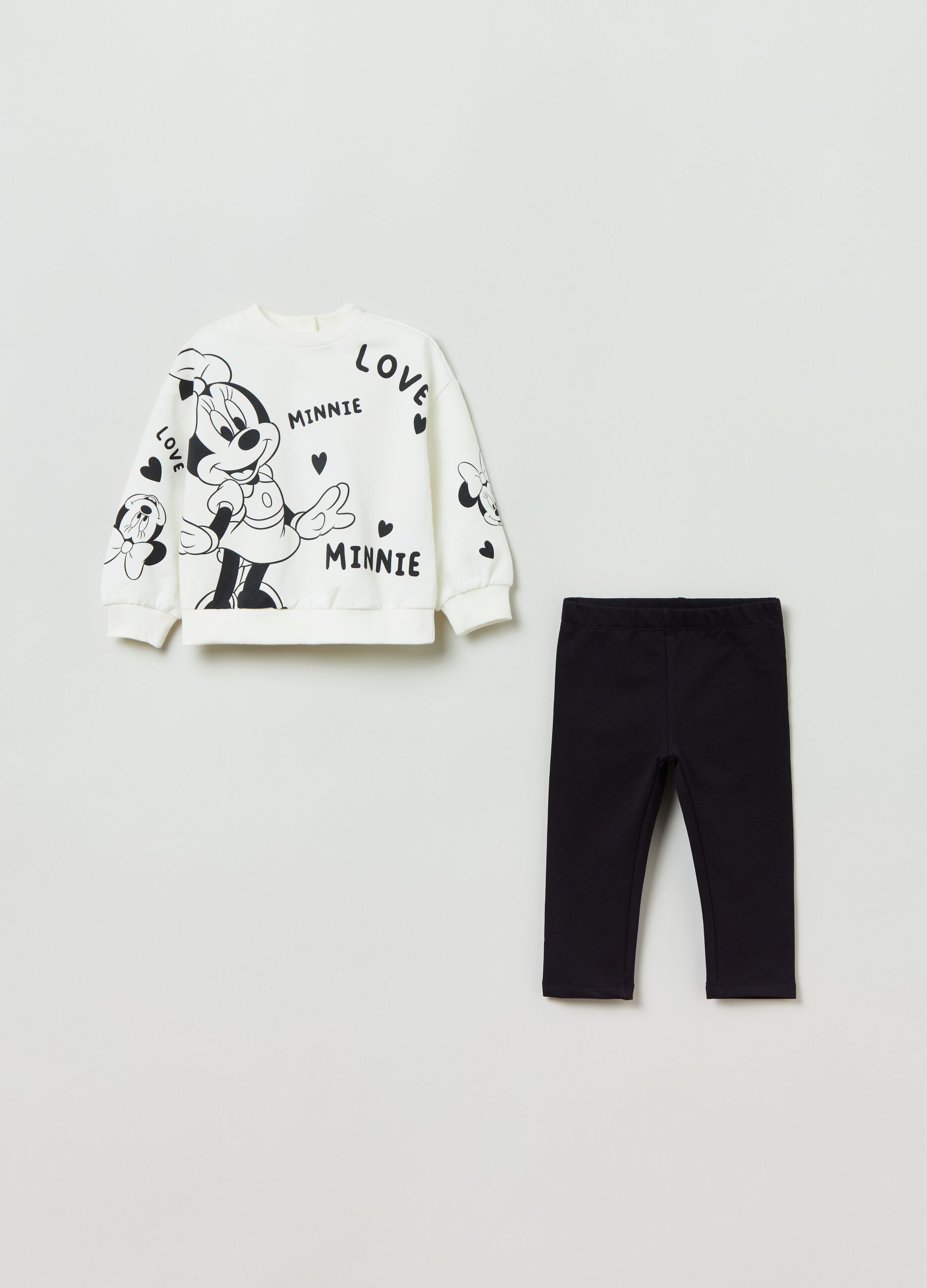Jogging set felpato con stampa Minnie _0