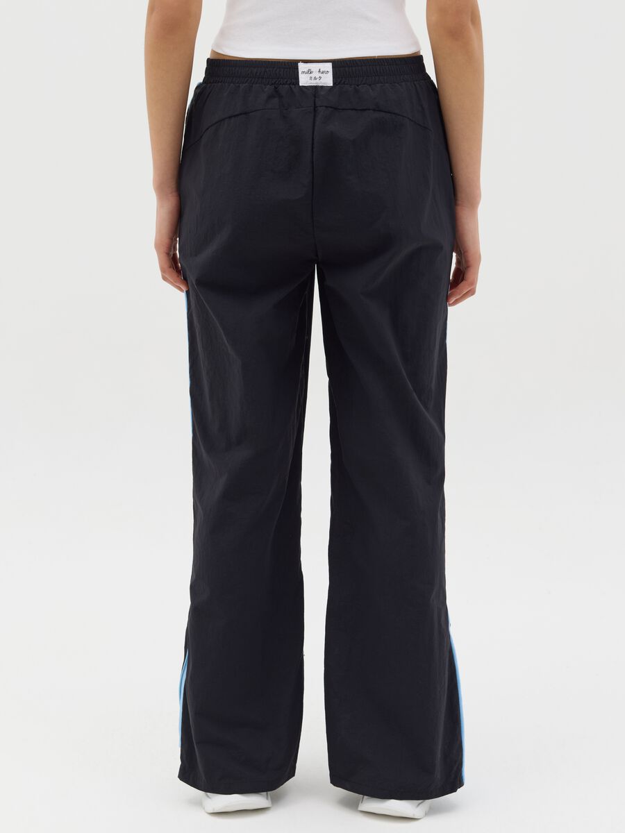 Black nylon joggers with splits and zip_3
