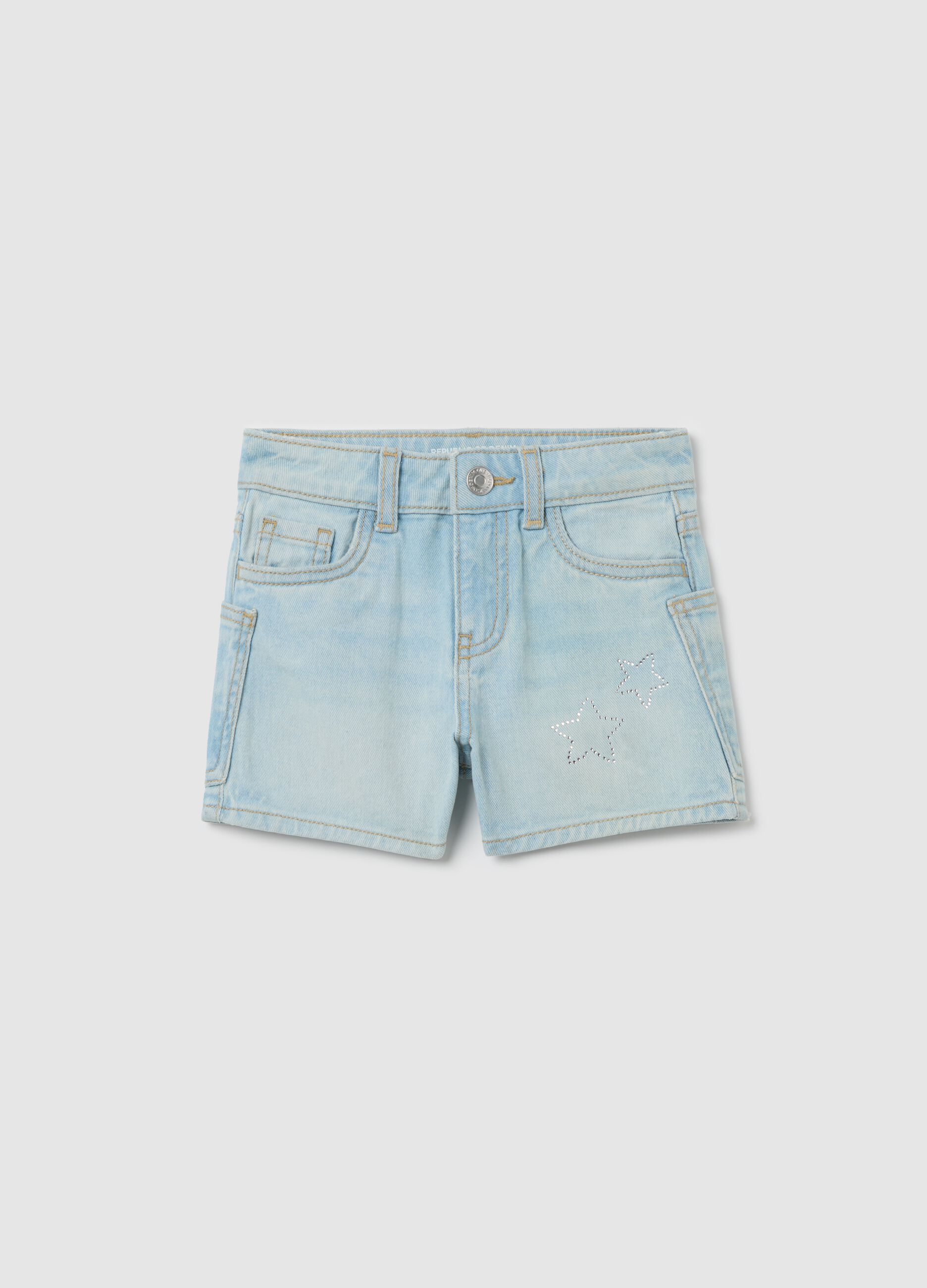 Denim shorts with pockets and diamanté stars