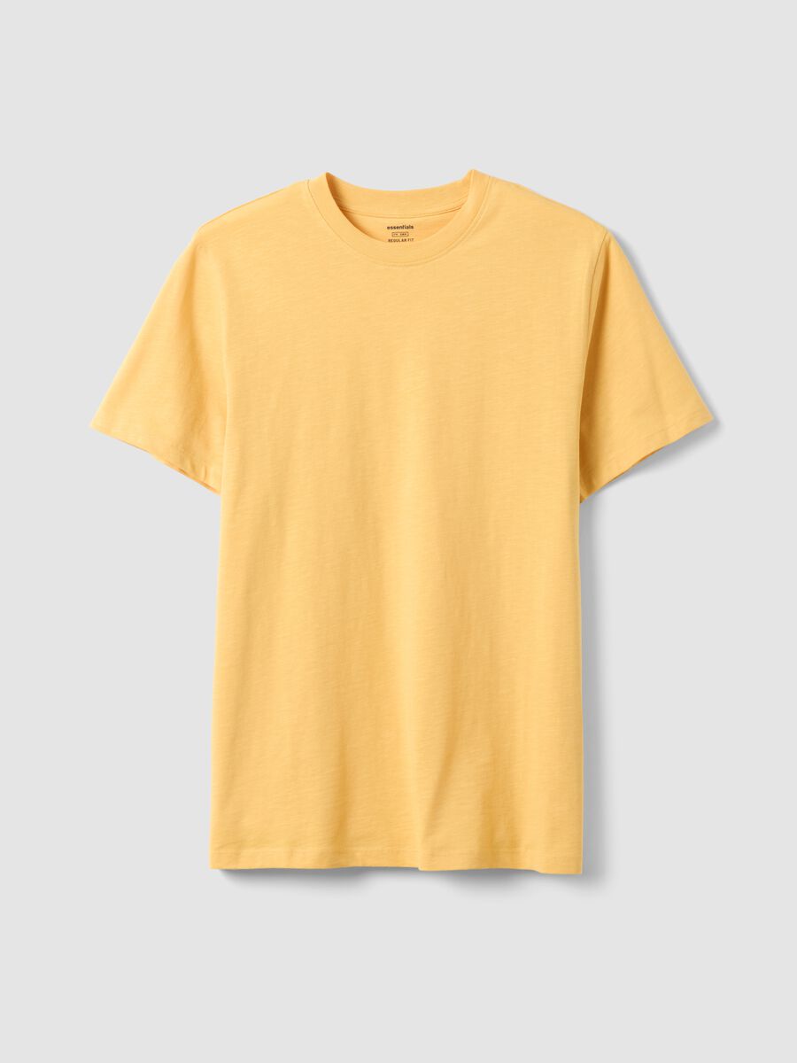 Yellow short sleeve pure cotton t-shirt regular fit_4