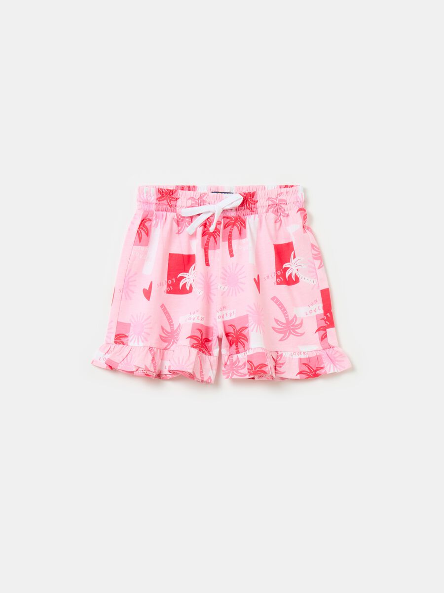 Cotton shorts with frills and drawstring_0
