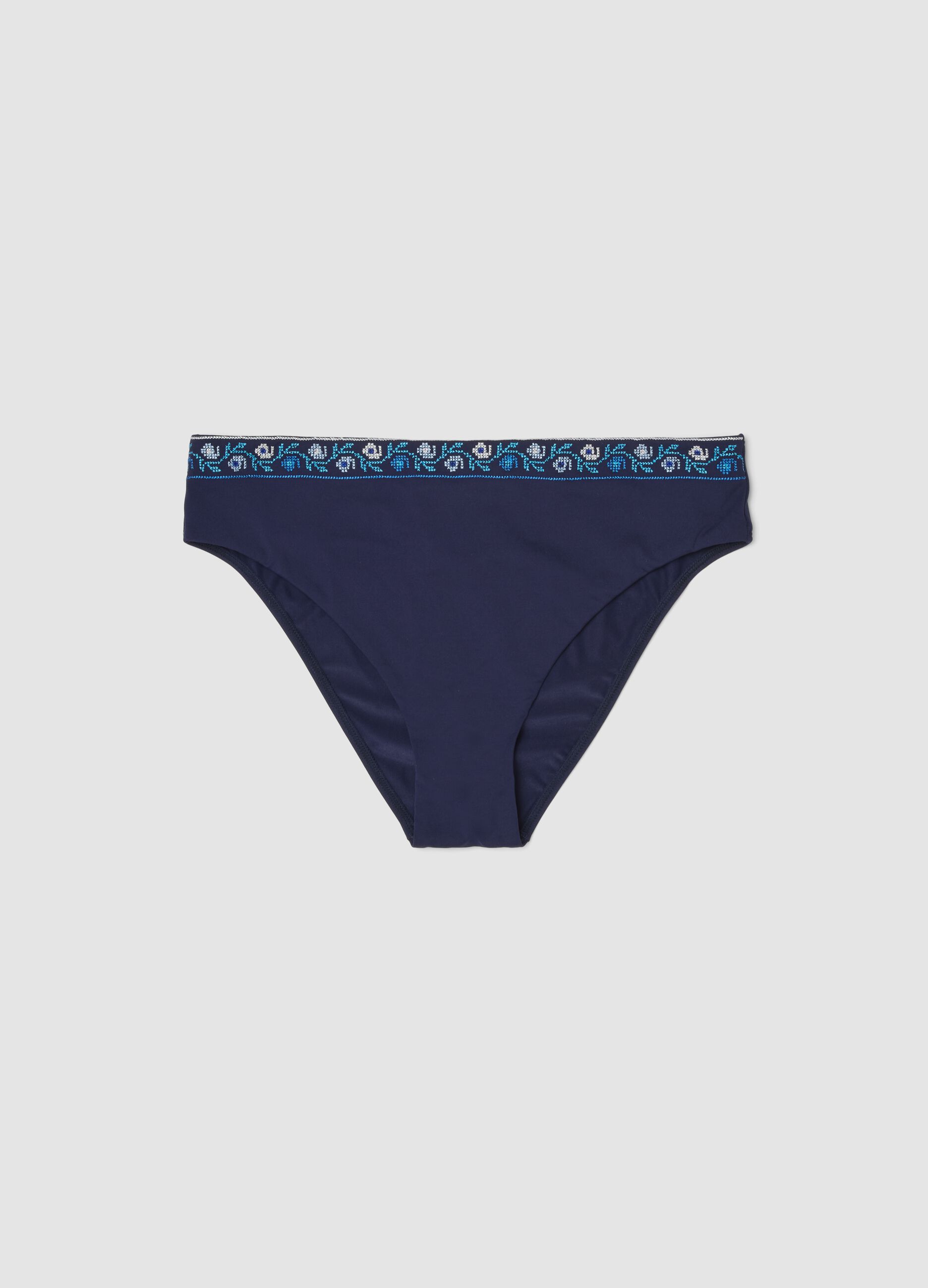 Blue stretch-fabric bikini bottoms