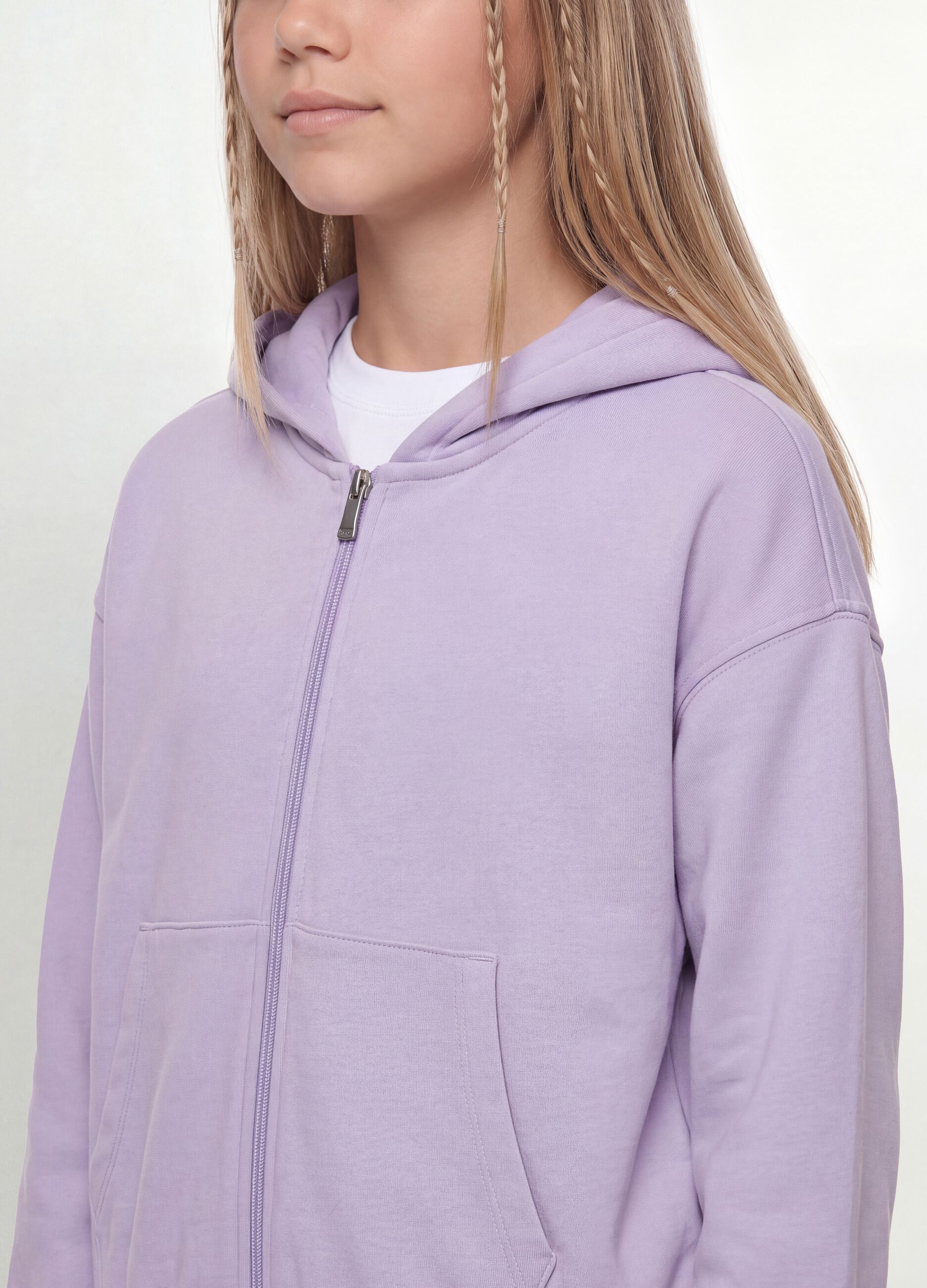 Purple organic cotton hooded sweatshirt