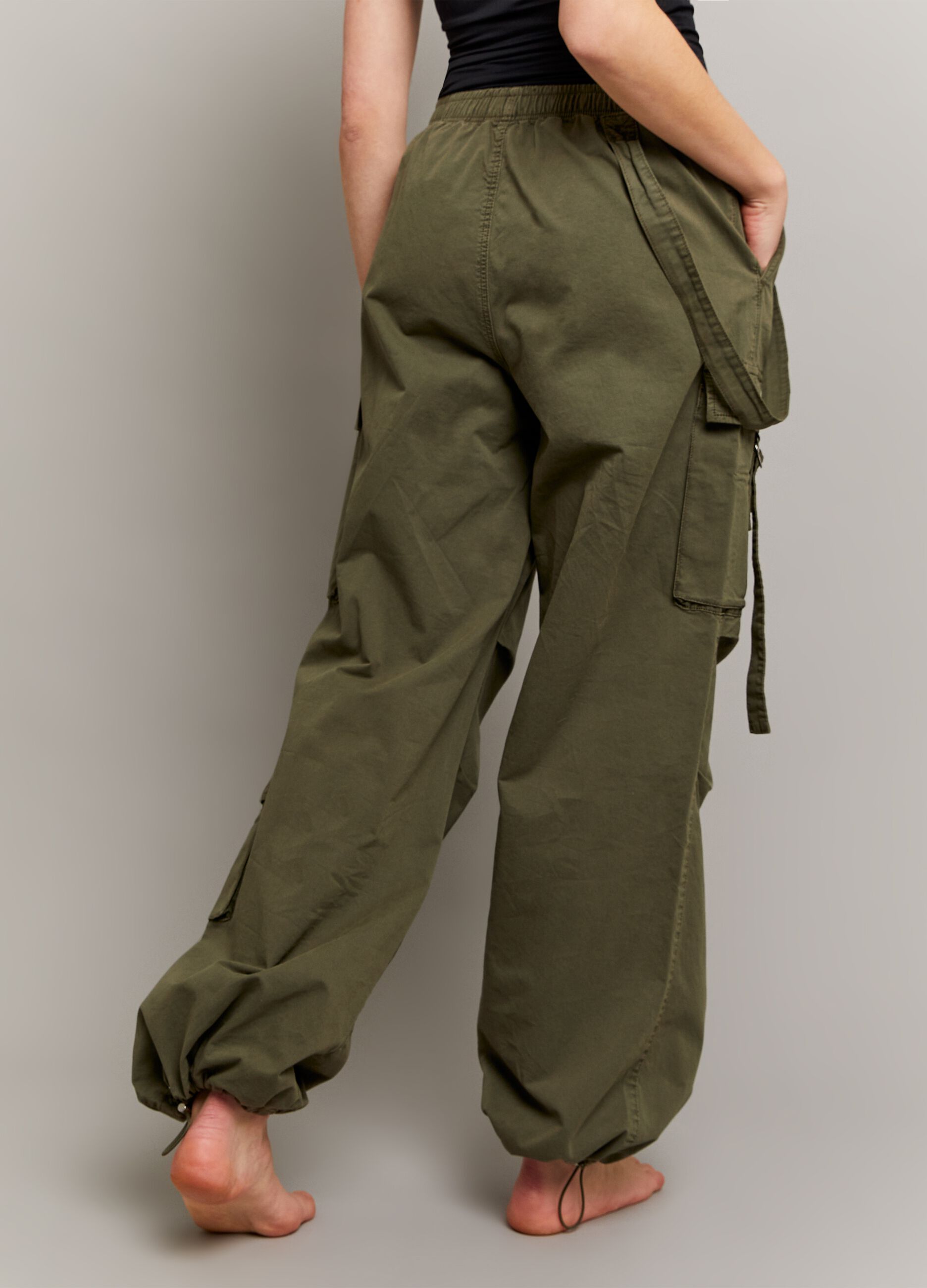 Cotton cargo parachute trousers