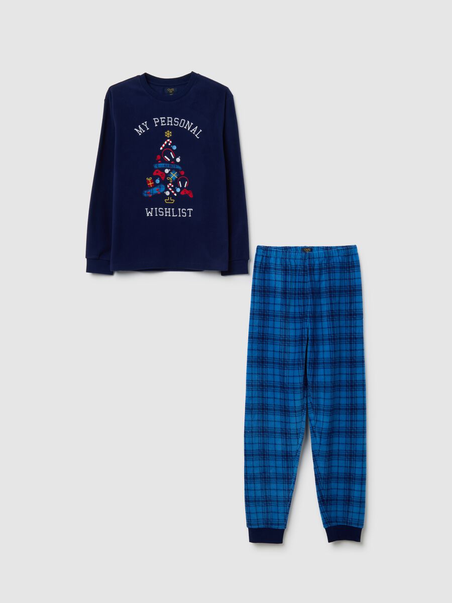 Children's blue fleece regular fit pyjamas_0