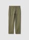 Green Cotton and Linen Trousers Regular Fit_0