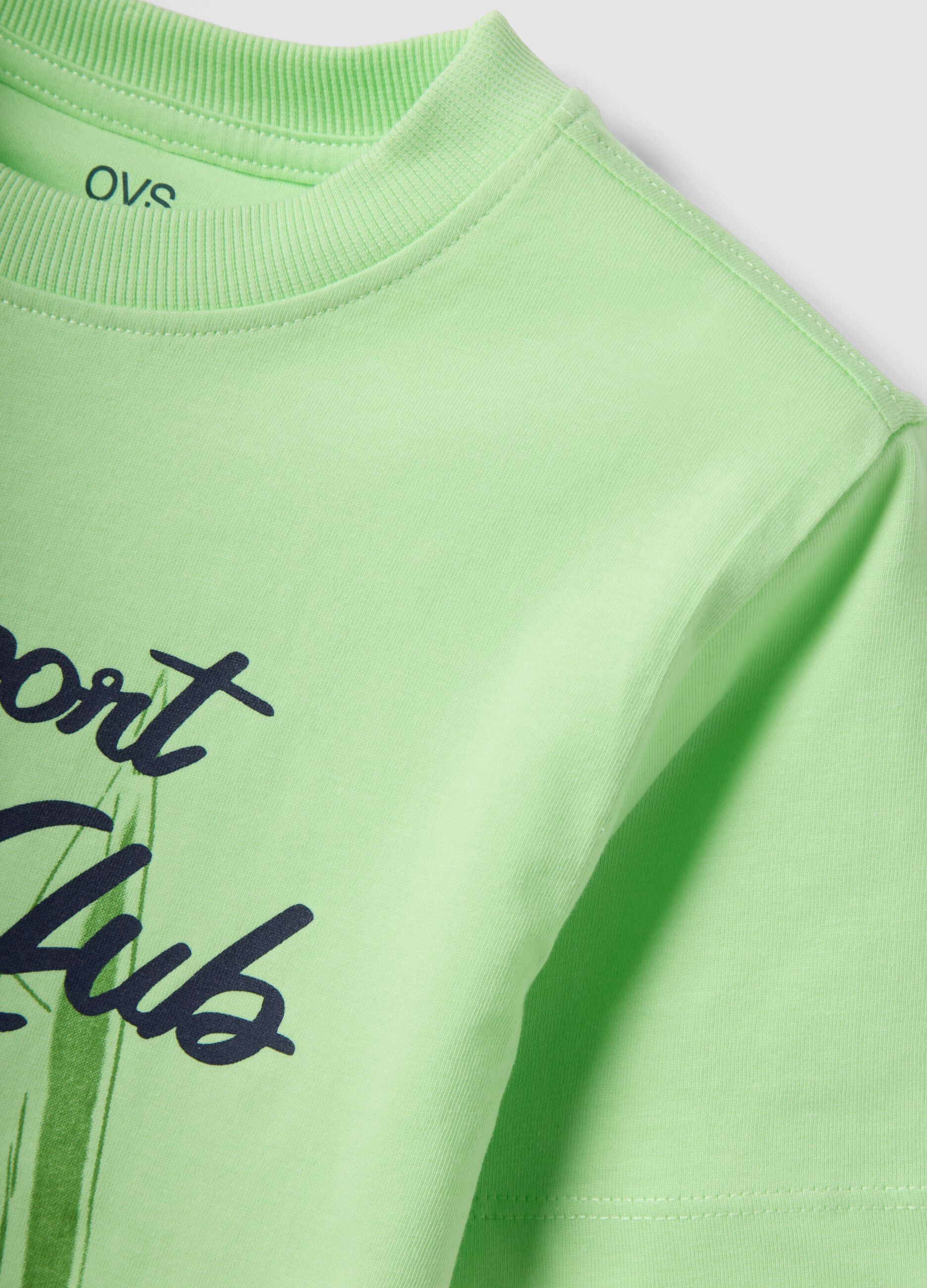 Green pure cotton boys&rsquo; T-shirt with sailing prints