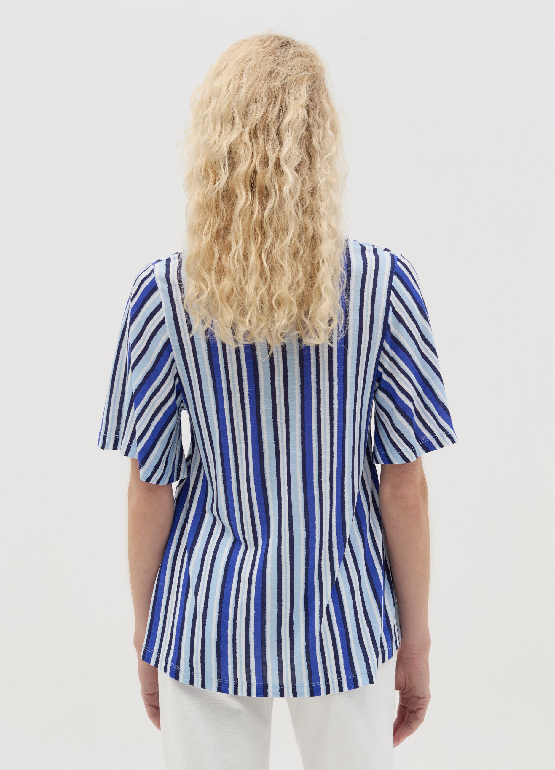 Viscose T-shirt with stripes