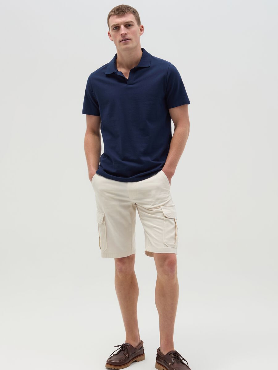 Cargo Bermuda shorts in cotton and linen_0
