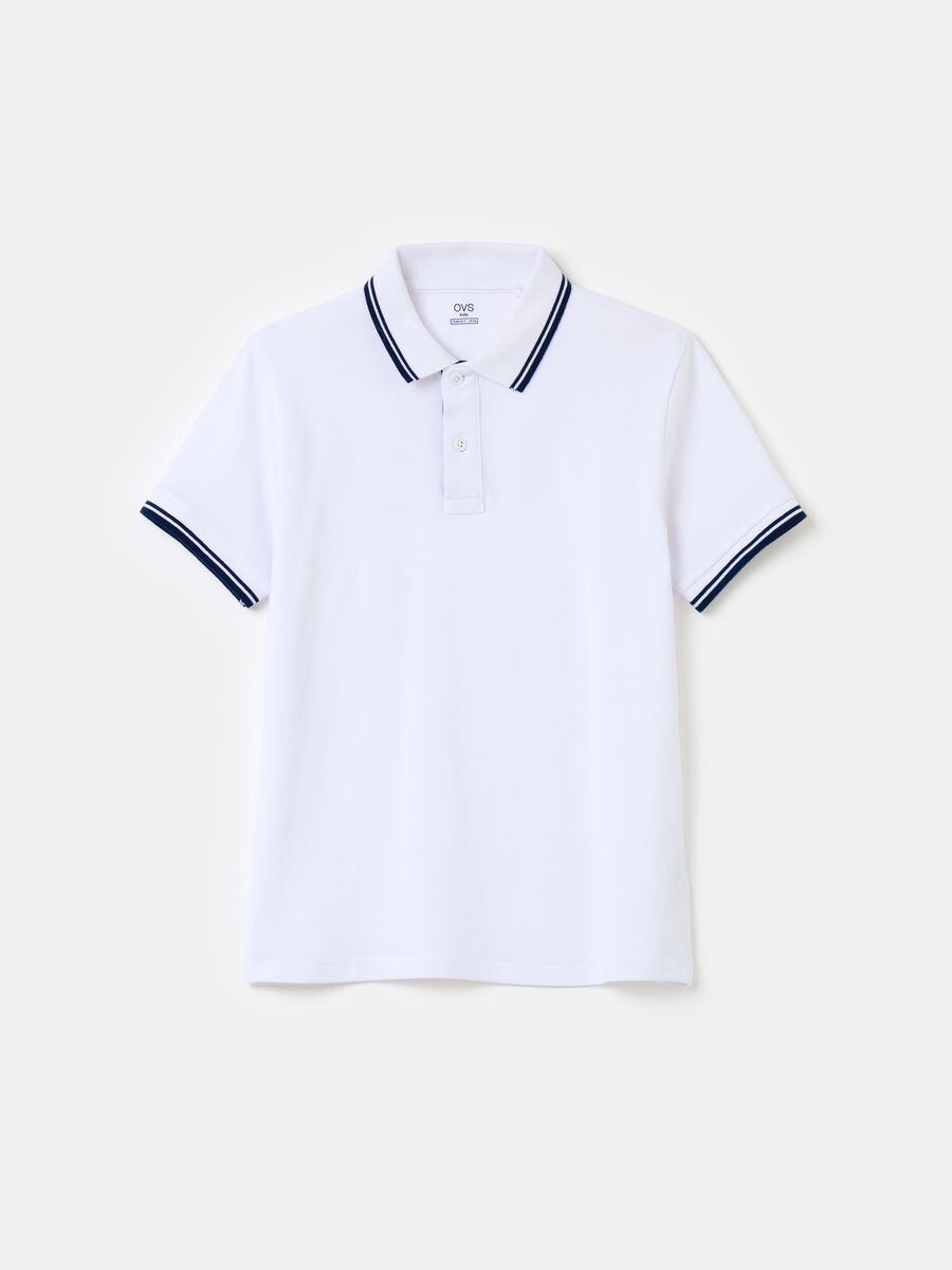 Polo shirt in piquet with striped detail_0