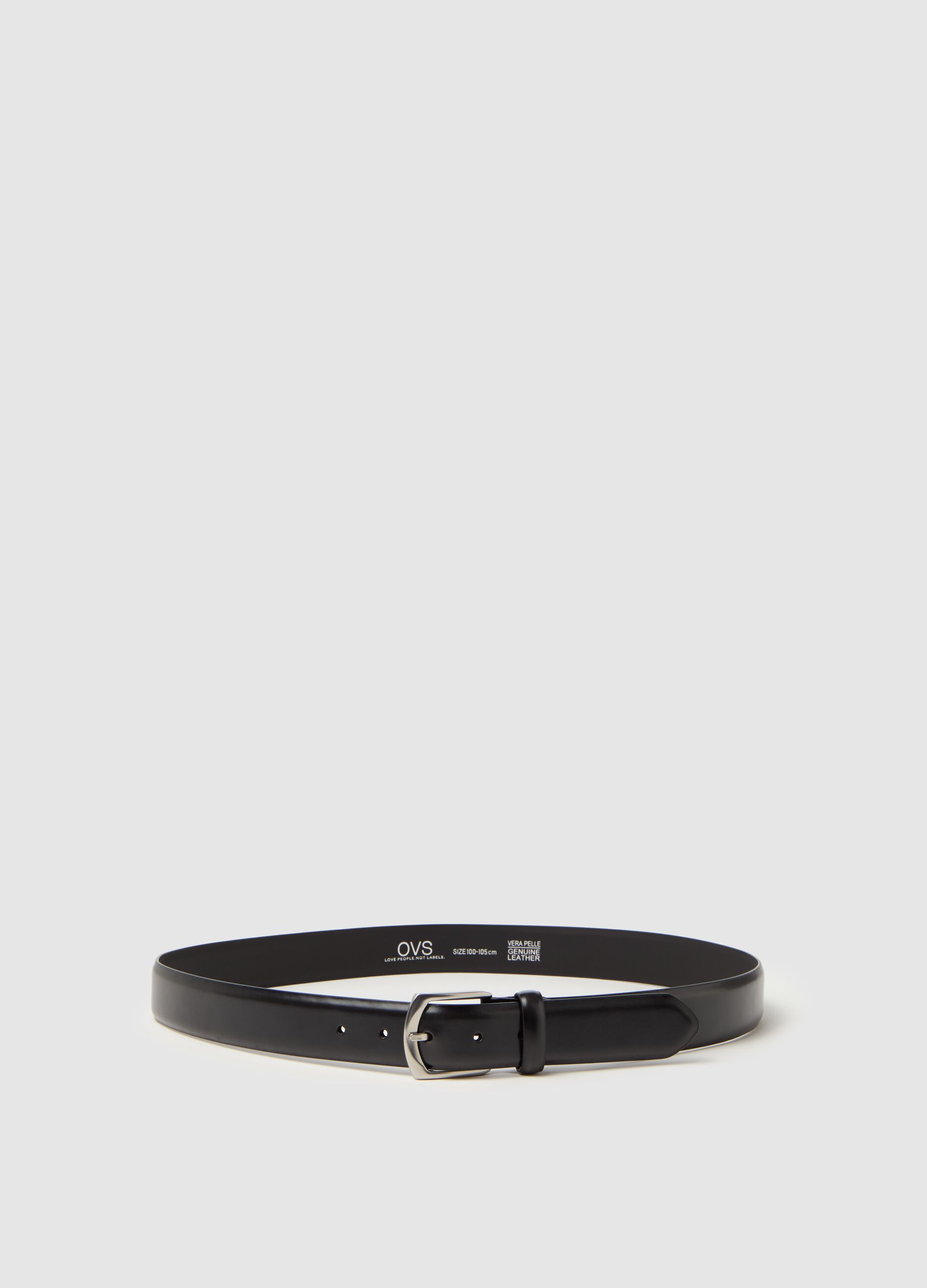 Leather belt with square buckle