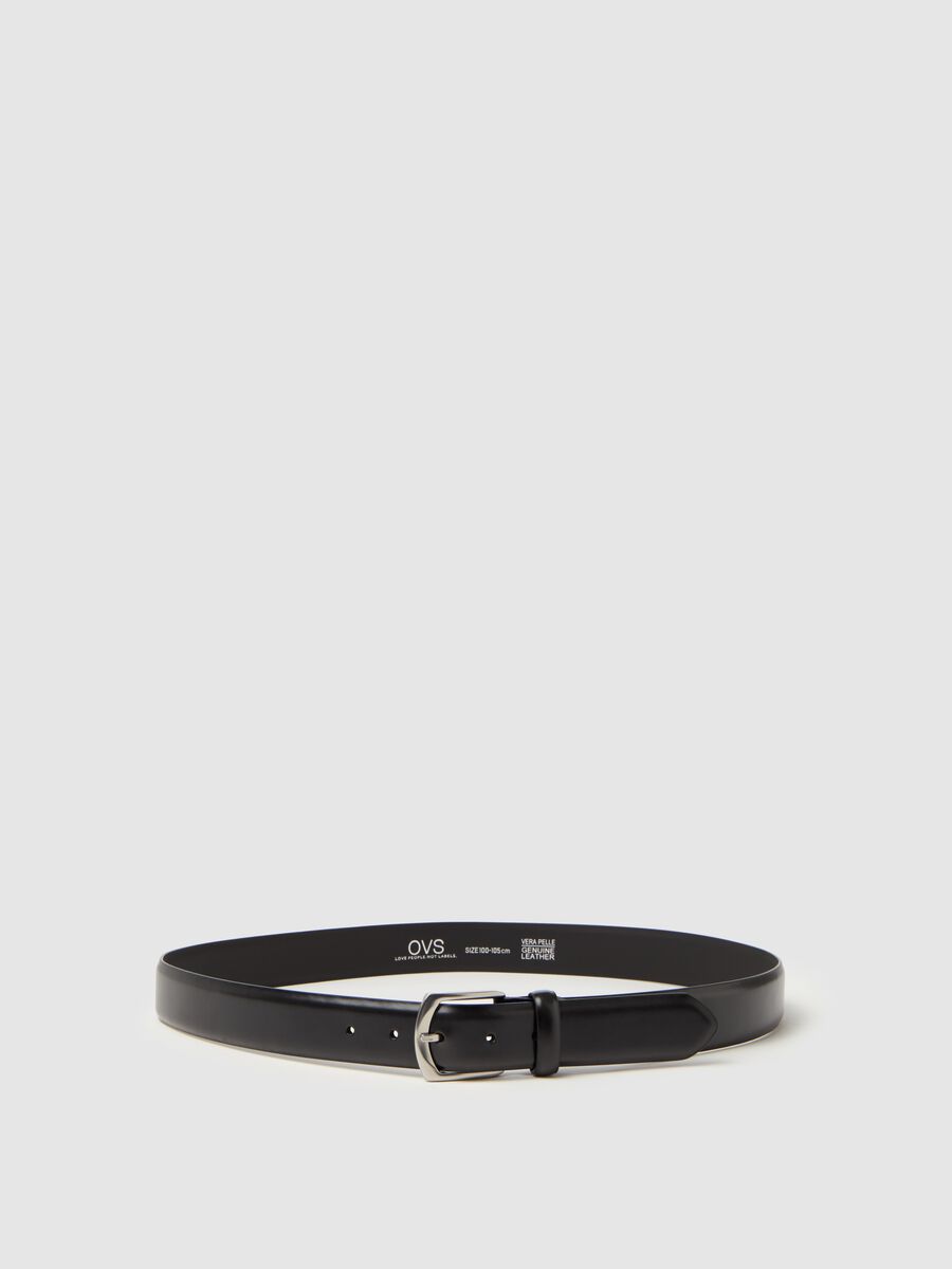 Leather belt with square buckle_0