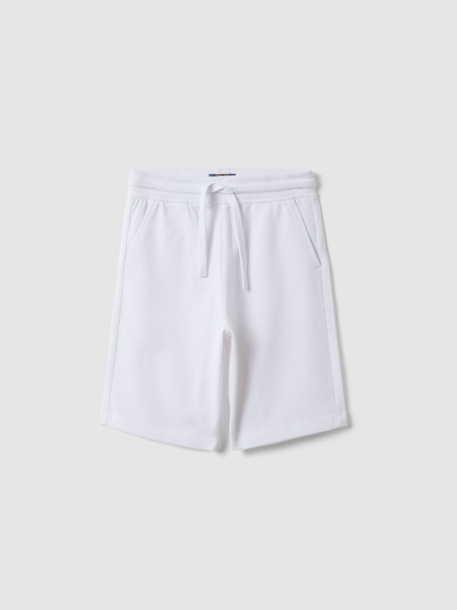 Shorts in puro cotone bianchi da bambino regular fit_0