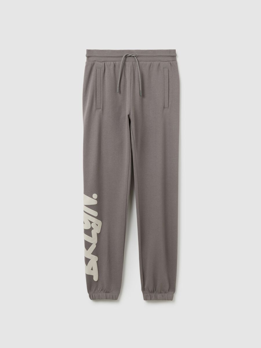 Grey jogger trousers for boys in pure cotton oversized fit_3