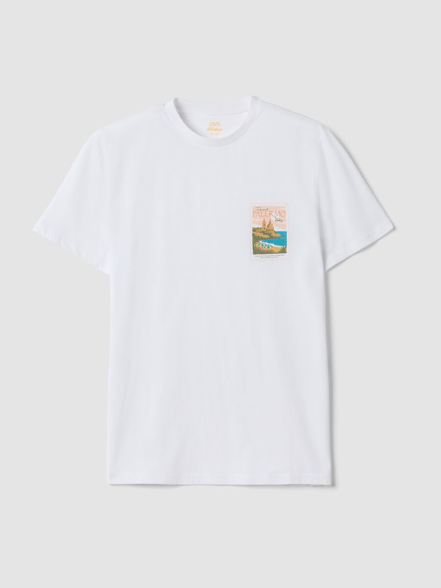 T-shirt bianca in puro cotone con stampa regular fit_4