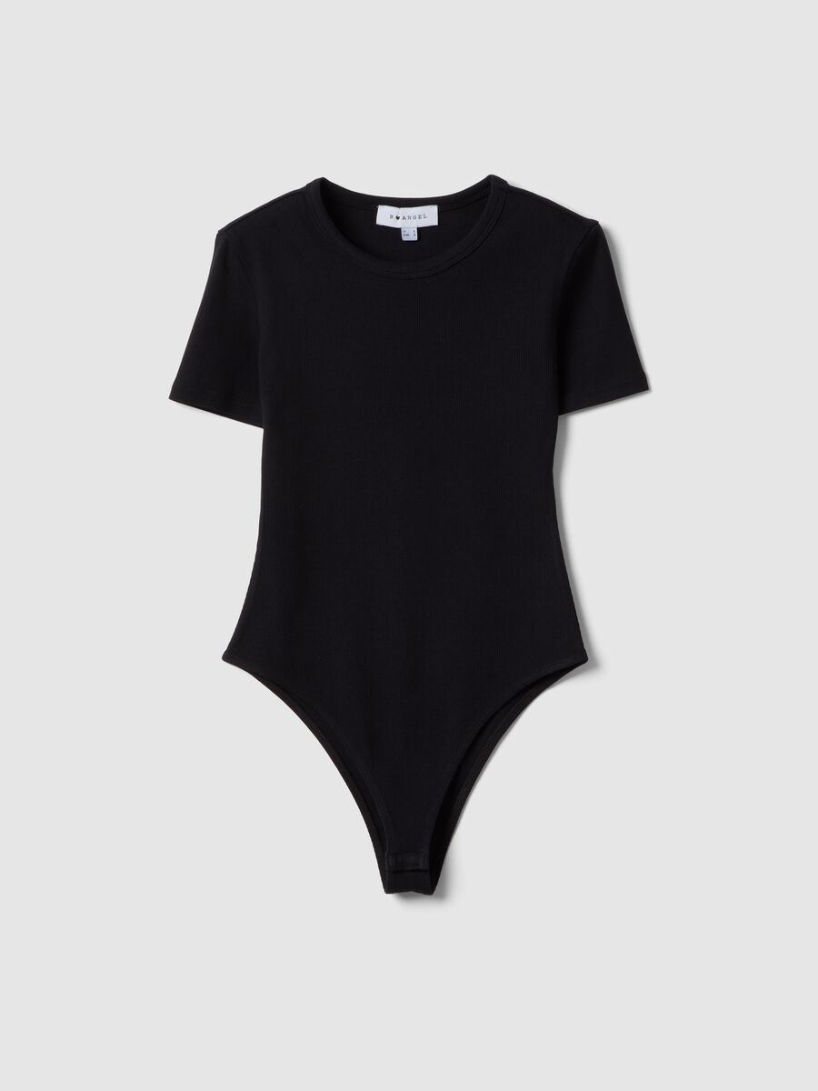 Black slim fit stretch cotton top_4