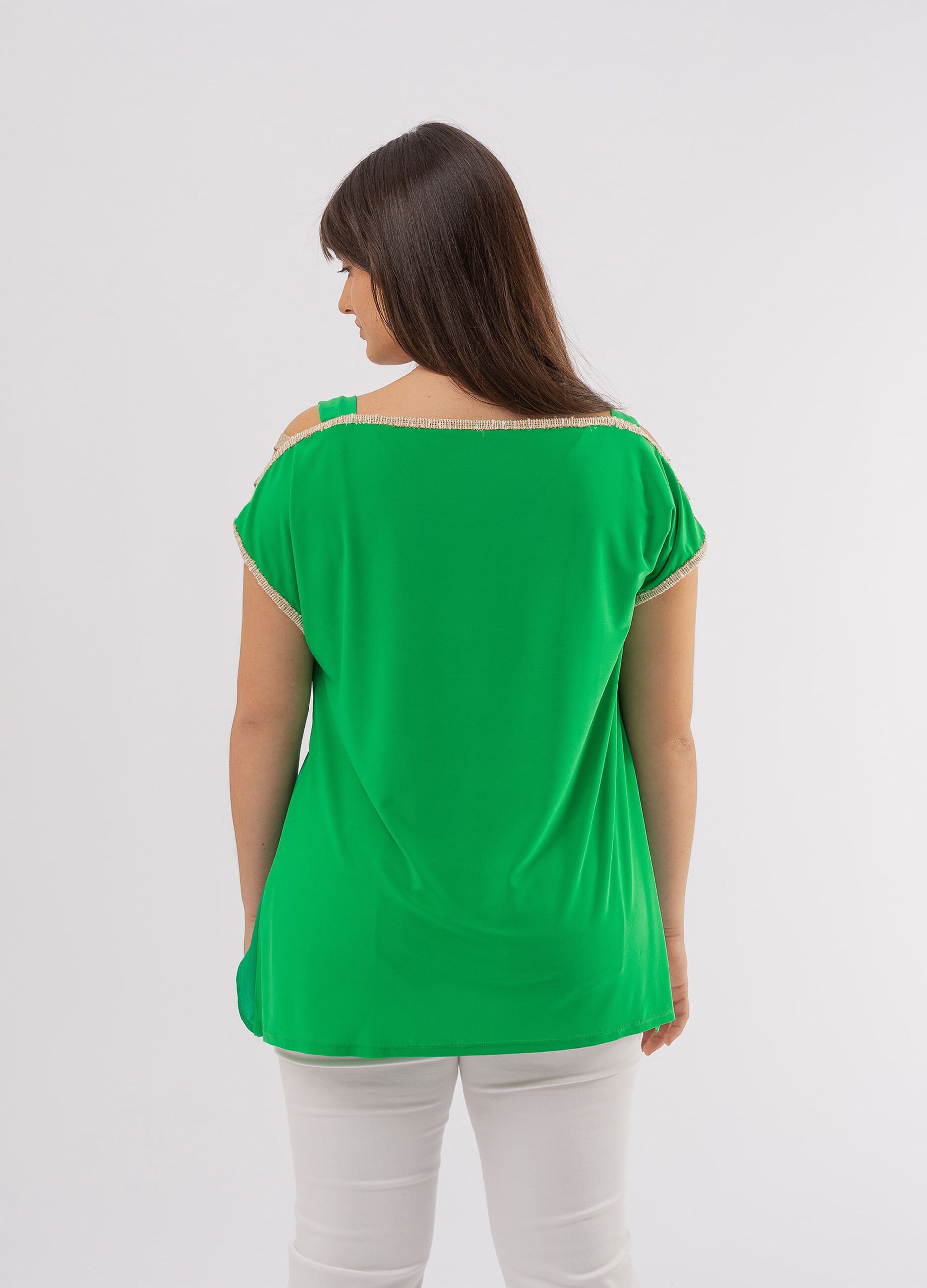 T-shirt con stampa volto femminile Curvy