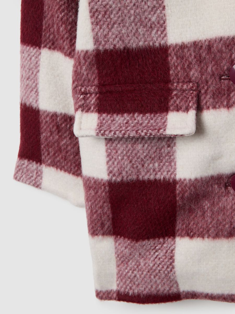 Girls' multicolour check regular fit wool blend coat_3